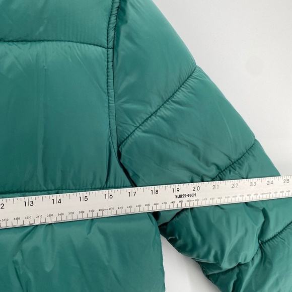 Old Navy Jacket Youth XL 14/16 Winter Green Puffer Full Front Zipper Side Pocket - Picture 3 of 9
